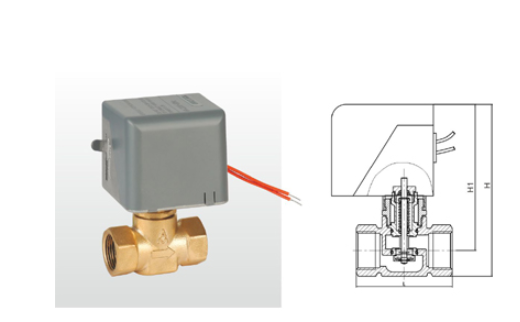 埃美柯黃銅電動二通閥結構圖 埃美柯黃銅電動二通閥結構圖