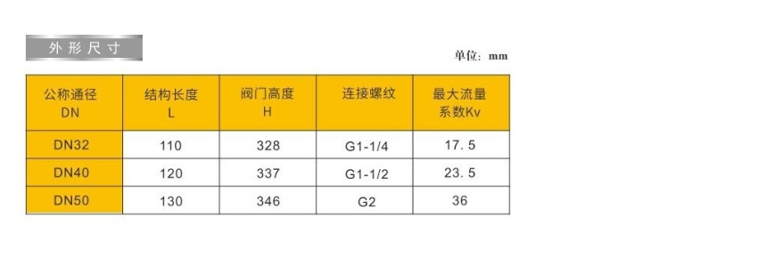 埃美柯流量調節電動溫控閥9623外形尺寸