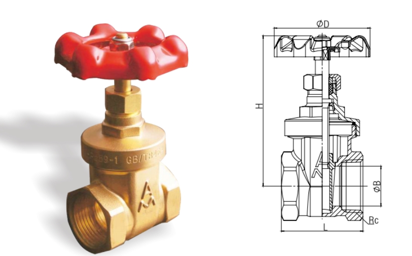 埃美柯黃銅足通徑閘閥176結構圖